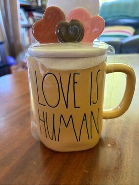 New Rae Dunn Love Is Human Mug Topper